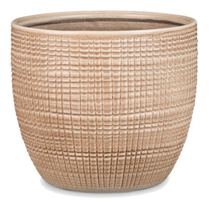 Planter, Indoor, Canela Tan Ceramic, 7.5 x 6.75-In.