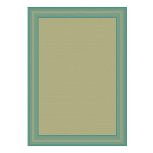 Indoor/Outdoor Area Rug, Aqua and Tan Border, 8 x 10-Ft.