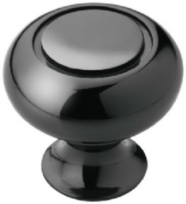 1-1/4-Inch Black Traditional Cabinet Knob