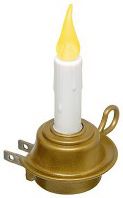 LED Candle Night Light, Rotating Plug, Brass-Look Base