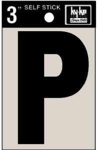 Address Letters, "P", Black Vinyl, Adhesive, 3-In.