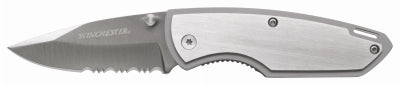 Pocket Knife, Serrated, Steel, 2.6-In. Blade