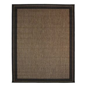 Indoor/Outdoor Area Rug, Brown and Black Border, 8 x 10-Ft.