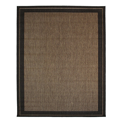 Indoor/Outdoor Area Rug, Brown and Black Border, 8 x 10-Ft.