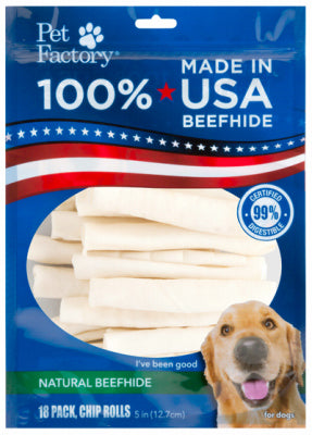 Dog Treats, Rawhide Chip Rolls, 18-Pk.