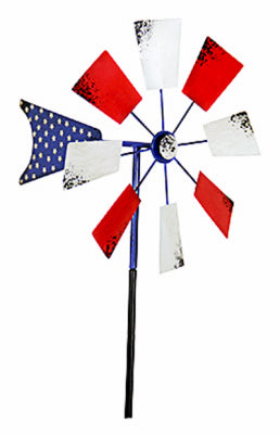 Patriotic Kinetic Windmill Garden Stake, Metal, 54-In.