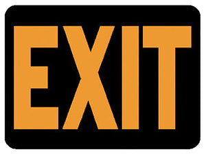 Exit Sign, Hy-Glo Orange/ Black Plastic, 9 x 12-In.