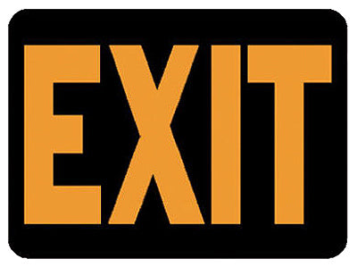 Exit Sign, Hy-Glo Orange/ Black Plastic, 9 x 12-In.