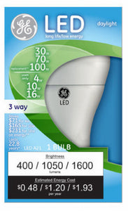 LED 3-Way Light Bulb, Daylight, 4/10/16-Watts