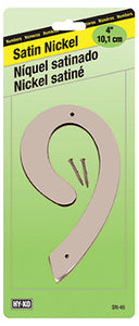 Address Number, Zinc With Satin Finish, 4-In., "9"