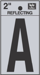 Address Letters, "A", Reflective Black/Silver Vinyl, Adhesive, 2-In.