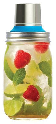 Cocktail Shaker Lid For Regular Mouth Mason Jars, Blue