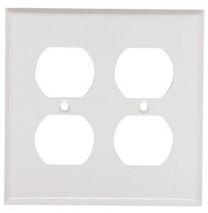 Steel Wall Plate, 2-Gang, 2-Duplex Opening, White