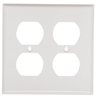 Steel Wall Plate, 2-Gang, 2-Duplex Opening, White