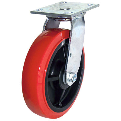 Red Poly Wheel, Swivel Caster, 8-In.