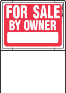 Sign, "For Sale By Owner", Red & White With Wire Frame, 18 x 24-In.