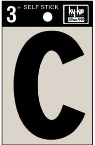 Address Letters, "C", Black Vinyl, Adhesive, 3-In.