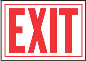 "Exit" Sign, Red/White Aluminum,  10 x 14-In.