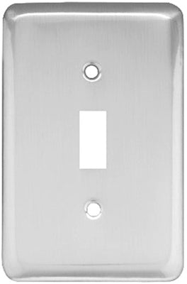 Toggle Wall Plate, 1-Gang, Stamped, Round, Polished Chrome Steel