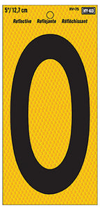 Address Number, Reflective Yellow & Black, 5-In., "0"
