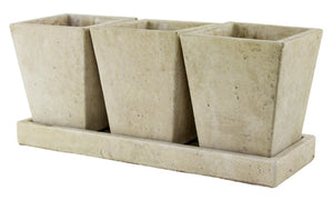 Natural Cement Planter Trio, Slate, 5 x 8 x 4-In.