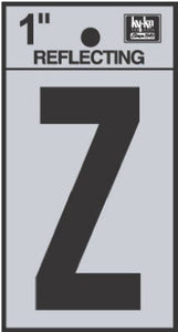 Address Letters, "Z", Reflective Black/Silver Vinyl, Adhesive, 1-In.