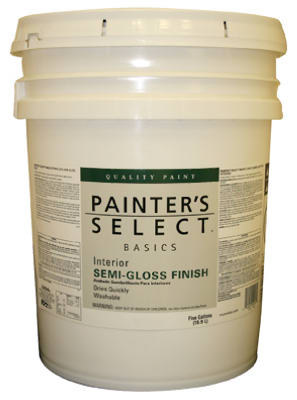 Basics Interior Paint, Semi-Gloss, Latex, Tint Base, 5-Gal.