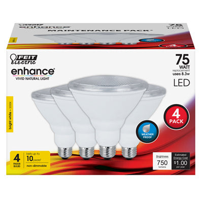 LED Light Bulbs, Par38, Warm White, 750 Lumens, 8.3-Watts, 4-Pk.