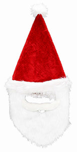 Santa Mask, Plush Red With Beard, One Size