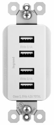 Quad UBS Charger, White, 4.2-Amp