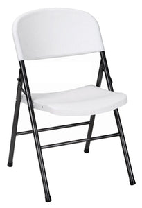 Deluxe Folding Chair, Molded Seat/Back, White Speckle