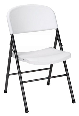 Deluxe Folding Chair, Molded Seat/Back, White Speckle