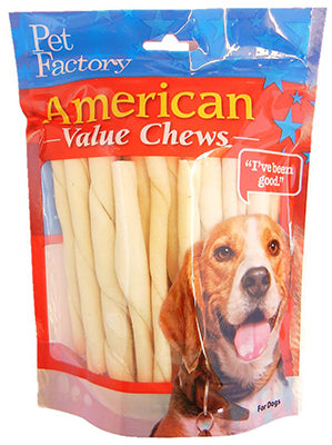 Dog Treats, American Beefhide Twist Sticks, 25-Pk.