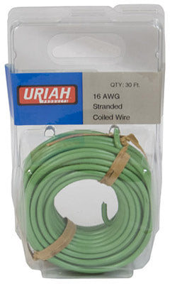 Automotive Wire, Insulation, Green, 16 AWG, 30-Ft.