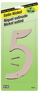 Address Number, Zinc With Satin Finish, 4-In., "5"