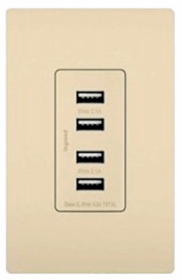 Outlet Quad USB Charger, Light Almond, 4.2-Amp