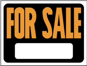 "For Sale" Sign, Hy-Glo Orange/ Black Plastic, 9 x 12-In.