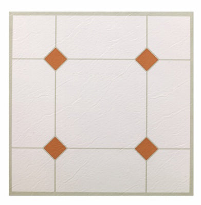 5th Avenue Vinyl Floor Tile, Peel & Stick, Taupe & White, 12 x 12-In.