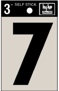 Address Numbers, "7", Black Vinyl, Adhesive, 3-In.