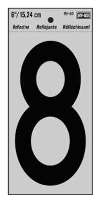 Adhesive Reflective Number 8, Vinyl, 6-In.