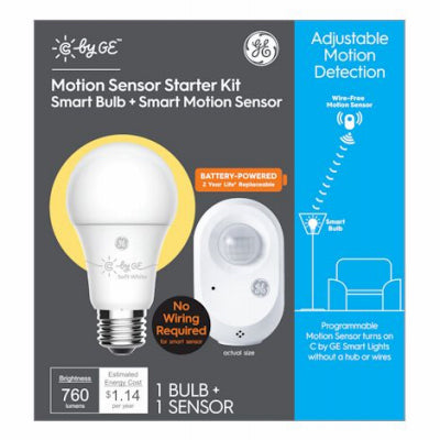 Wireless Smart Motion Sensor & LED Bulb, A19,  Soft White, 9.5-Watts