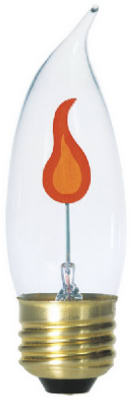 Flicker Flame Light Bulb, Clear, Medium Base, 3-Watts