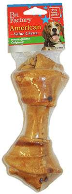 Dog Treats, American Beefhide Chicken-Flavor Bone, 6-7-In.
