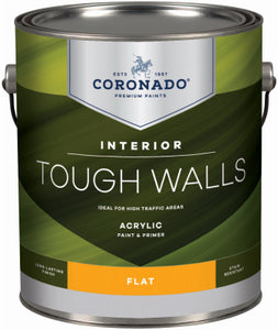 Tough Walls Interior Latex Paint & Primer In One, Flat, Tintable White, Gallon