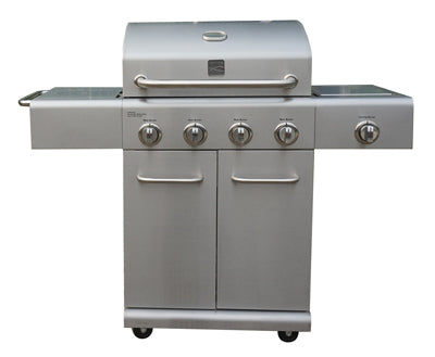 LP Gas Grill, 4 Burners + Side Burner, 53,000-BTU, Stainless Steel