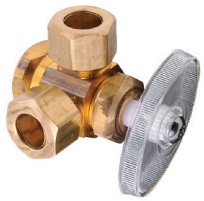 Dual Outlet Stop Valve, Lead-Free Brass, 1/2 FIP x 1/2 x 1/2-In. O.D. Compression