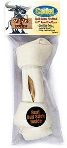 Dog Treat, Knotted Rawhide Bone With Bully Stick, 6 to 7-In.