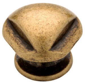 Cabinet Knob, Triangle, Antique Brass, 1.25-In.