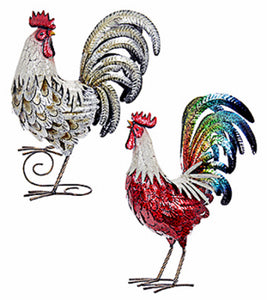 Garden Statue, Metal Rooster, 18-In.
