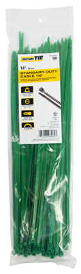 Standard Duty Cable Tie, Green, 14-In., 100-Pk.